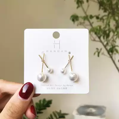 Korean pearl earrings 2019 new trendy simple high-end sense net red temperament earrings female personality cold wind earrings