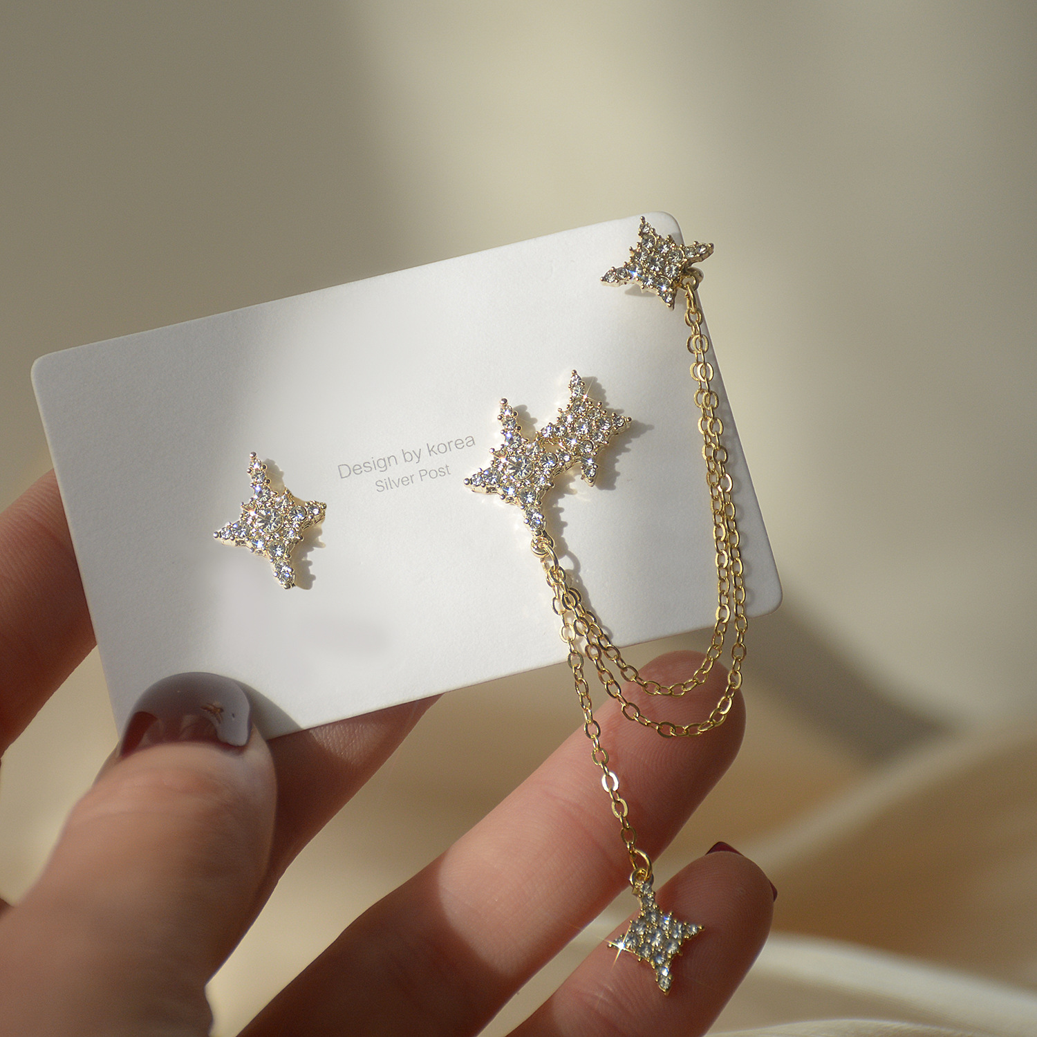 Pure Silver Needle Earrings Woman 2021 new long version Asymmetrical Star Manga Pendant Temperament Soulbone Clips Ear