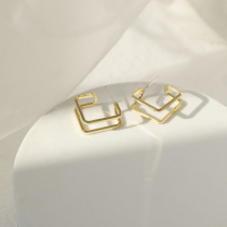 Double-layer hollowed-out square ear nail female inset about 100 lap earrings South Korean temperament small crowddesign 925 silver needle earrings