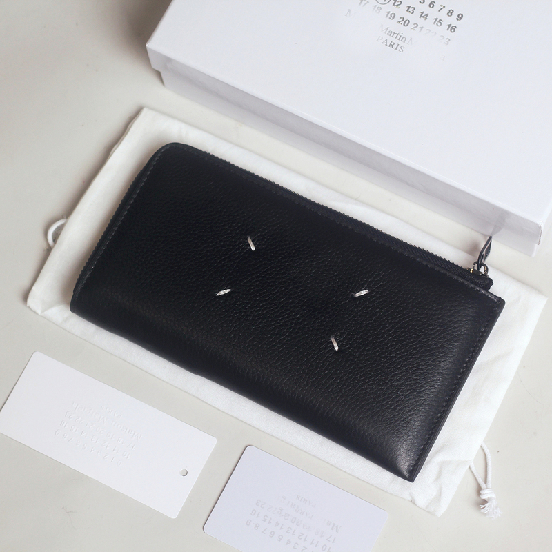 Original and Unique, Niche Cowhide Long Wallet with Four-Corner Stitching, Black Card Holder, Clutch Bag