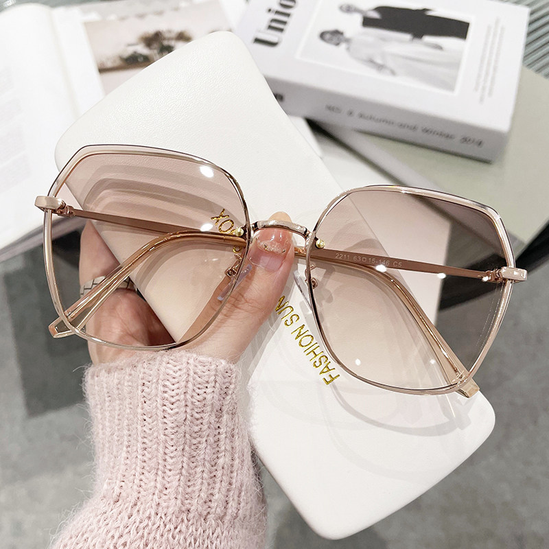 2025 New Trendy Brown Sunglasses for Women, Summer Sun Protection, Uv Protection, Sunglasses for Big Faces, Slimming, High-End Feel