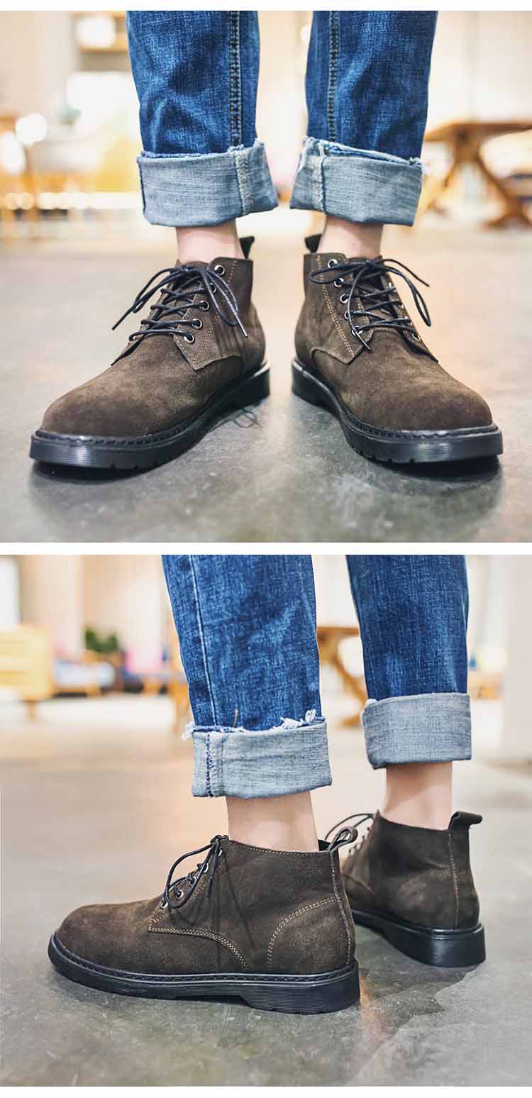 Mùa hè Martin khởi động nam cao retro Anh giày da lộn nam ngắn giày thủy triều trong trang phục giản dị giày công cụ giày nam - Giay cao giày thể thao trắng