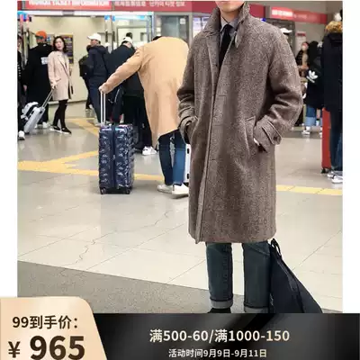 balmacaan Balmaken coat British retro tide herringbone pattern winter dress thickened wool coat men