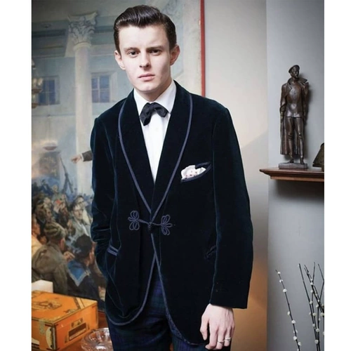 Ретро осенний демисезонный бархатный мужской костюм для отдыха, облегающий крой