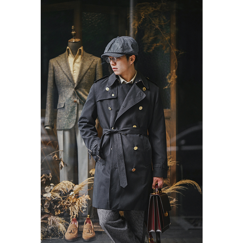 Trenchcoat trench trench coat Classic Purana Cotton Slim mid-length rainproof windproof autumn and winter jacket men