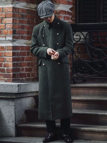 Классическая сверхдлинная демисезонная шерстяная школьная мужская куртка