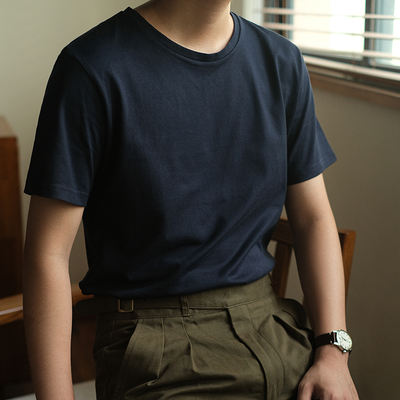 Basic pure cotton white T-shirt, summer solid color round-neck short-sleeved T-shirt, men's versatile half-sleeved base layer