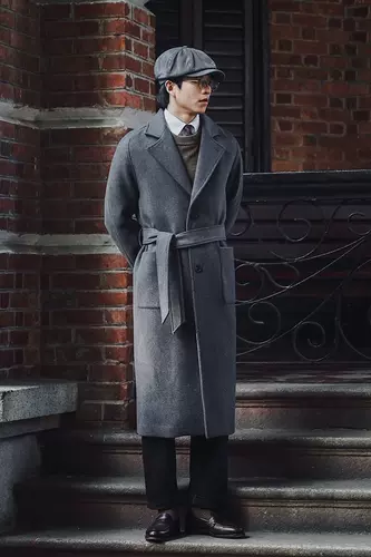 Сверхдлинное длинное шерстяное ретро демисезонное шерстяное пальто, длина макси, свободный крой