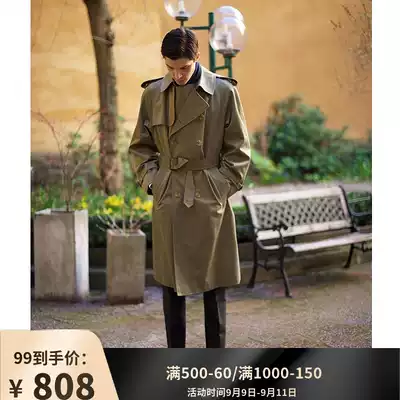 Trench Coat Trench Coat men's double-breasted medium and long version shoulder sleeve spring and autumn loose profile Coat