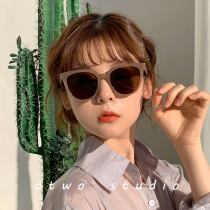 Xiuzhi same tea color retro sunglasses female ins big face thin sunglasses 2021 New trendo man cat eyes