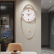 European style creative light luxury wall clock Living room household fashion wall hanging modern decoration Simple silent clock clock pendulum clock