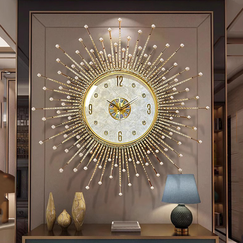 Light extravagant shell hanging bell 2023 new living room creative timepiece Fancy Atmosphere Eurostyle Restaurant Decoration Hanging Wall Clock-Taobao