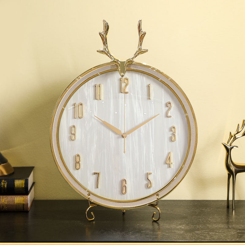 Nordic light luxury desk clock living room clock ornament home clock table table swing clock clock creative placement sitting clock