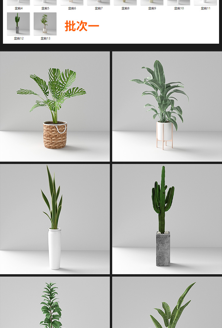 C4d室内植物盆栽模型oc渲染器渲染带材质贴图3d花卉装饰盆栽a1149 小白c4d C4d室内植物盆栽模型oc渲染器渲染带材质贴图3d花卉装饰盆栽a1149 小白c4d