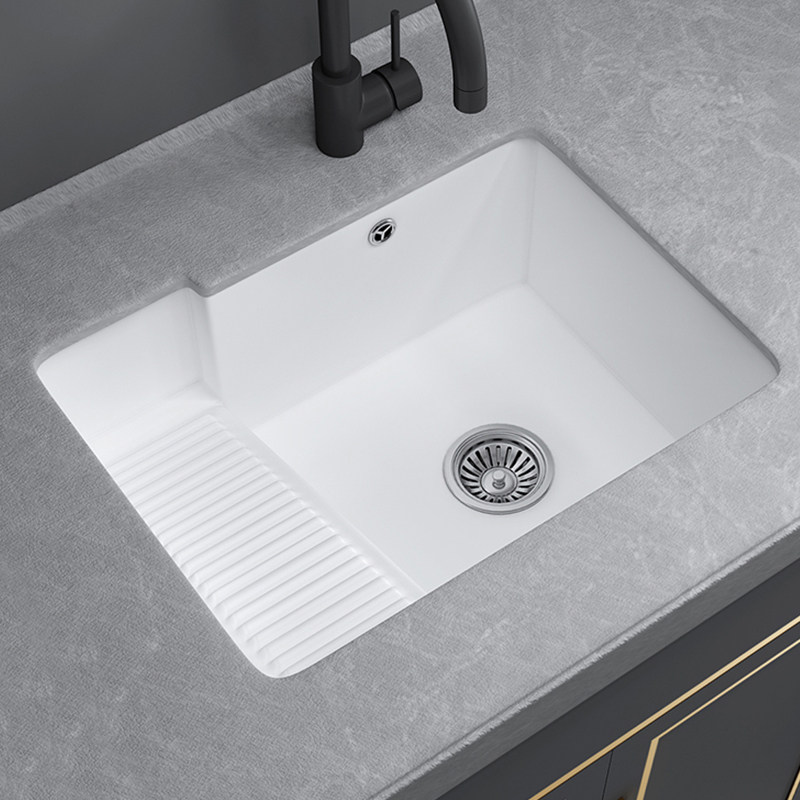 Balcony ceramic laundry basin with washboard under-counter basin to deepen household washbasin sink left and right board size embedded