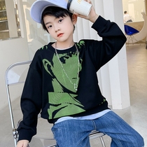 Boys sweatshirt spring and autumn 2021 new childrens flying street thin middle and large childrens autumn long sleeve tops childrens clothing trendy