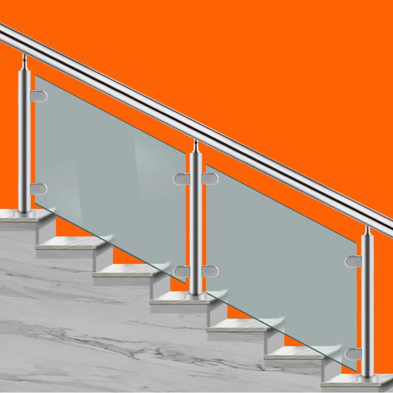 Home Stainless Steel Stairway Armrest Barrier Round Indoor Loft Railing Outdoor Balcony Glass Fence Post