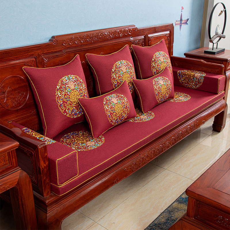 Redwood sofa mask cover furniture four seasons of general solid wood cushion anti-slip cushion high-end new Chinese sponge customization