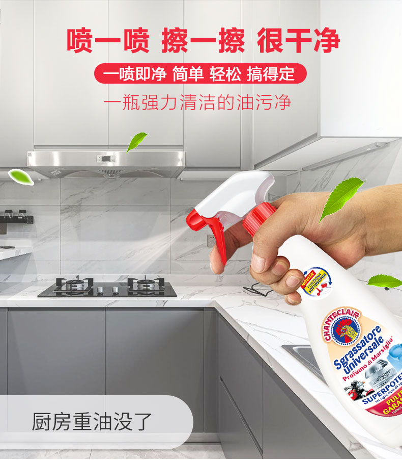 意大利进口  CHANTE CLAIR 大公鸡 家用厨房油污清洁剂 600ml*3瓶 图3