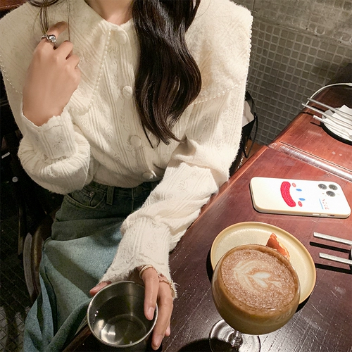 Атмосферная весенняя рубашка, осенняя кукла, лонгслив, французский стиль, кукольный воротник