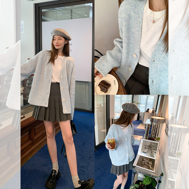 Zeng Xiaoxian ສີບົວ cardigan 2024 ໃຫມ່ sweater jacket ສໍາລັບແມ່ຍິງພາກຮຽນ spring ຫວານ lazy ວ່າງ sweater ເທິງ