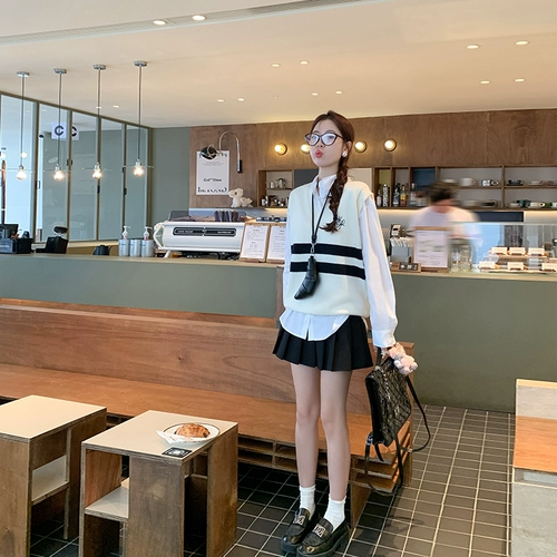 曾小咸 Черная цветная летняя универсальная юбка в складку, мини-юбка, высокая талия