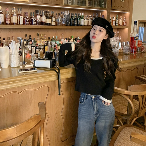 Красный свитер, атмосферная дизайнерская утепленный лонгслив, тренд сезона