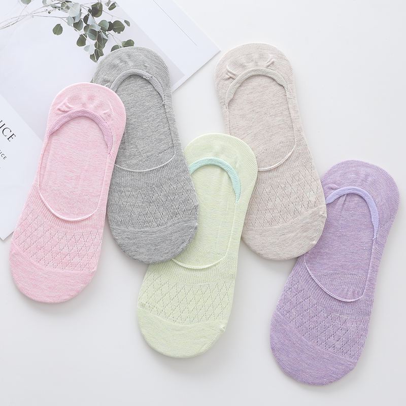 5 cặp vớ nữ mùa hè vớ cotton mỏng vớ nông miệng dễ thương vớ thuyền nữ cotton vớ vô hình