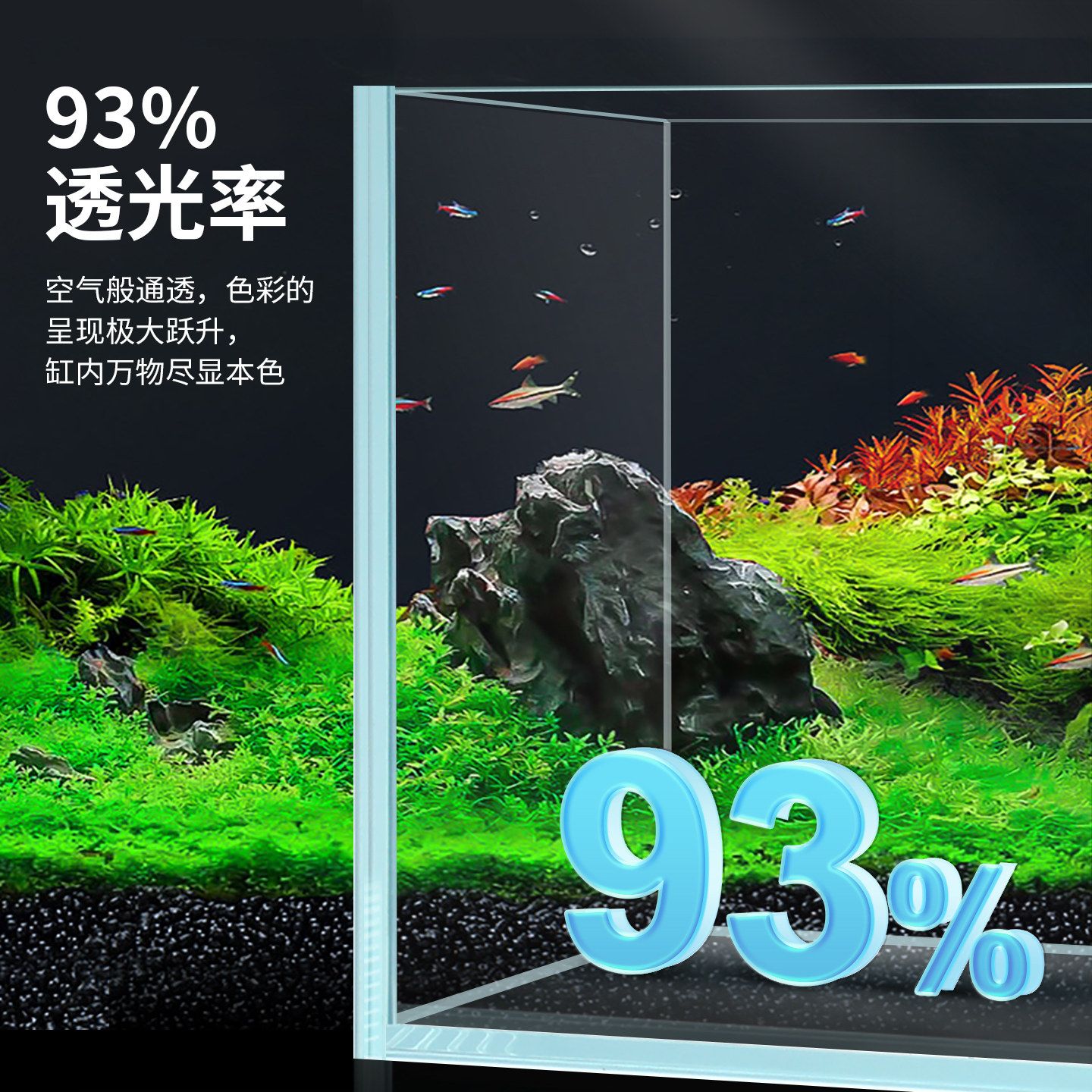 Chudi 2025 Ultra-Clear Rectangular Glass Goldfish Tank, Small Desktop Living Room Home Turtle Tank, Ecological Grass Tank