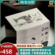 Home Needle Wire Box Embroidery Handmade Diy Sewing Tool Suit Needle Line Containing Box Solid Wood Dowry Wedding Gift