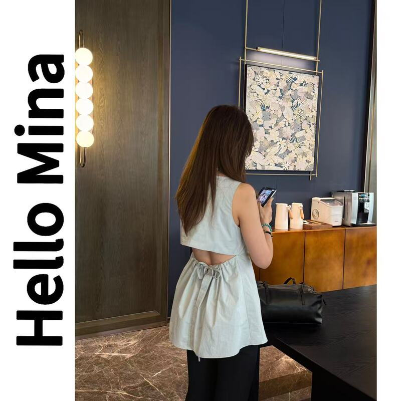 Hello Mina Summer 2026 Elegant V-Neck Simple Waist-Revealing Sleeveless Tank Dress 26063 Hello Mina Summer 2026 Elegant V-Neck Simple Waist-Revealing Sleeveless Tank Dress 26063