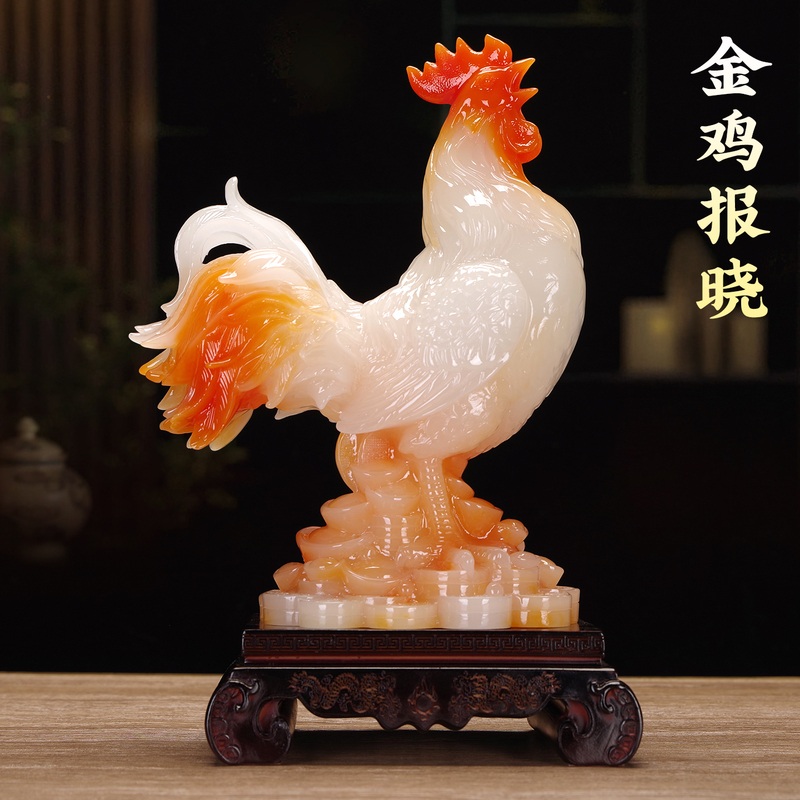 New Jade Zodiac Rooster Ornament, Auspicious Talisman to Protect the Home, Large Rooster for Living Room to Attract Wealth, Office Desktop Craft New Jade Zodiac Rooster Ornament, Auspicious Talisman to Protect the Home, Large Rooster for Living Room to Attract Wealth, Office Desktop Craft