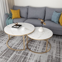 Nordic ins marble small coffee table table small apartment simple modern living room light luxury slate round coffee table combination
