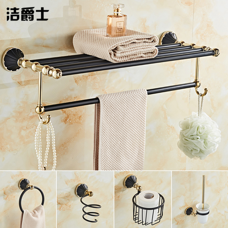 European towel rack shelf black antique gold towel rack bathroom hardware dressing room pendant set