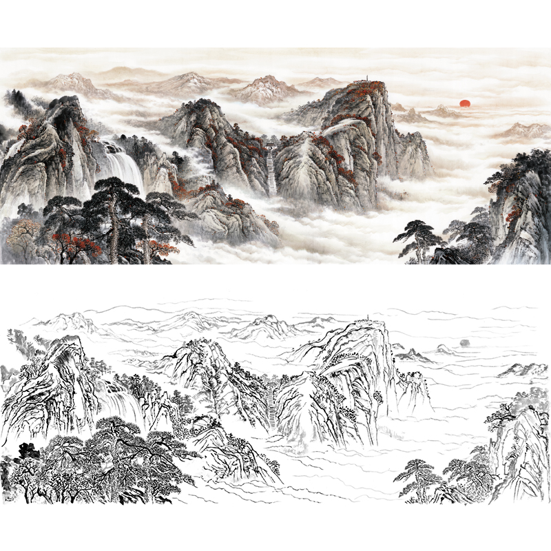 Painting white depiction fingerprint banner of the Bangshui Guo Ping Lung Line FS 16