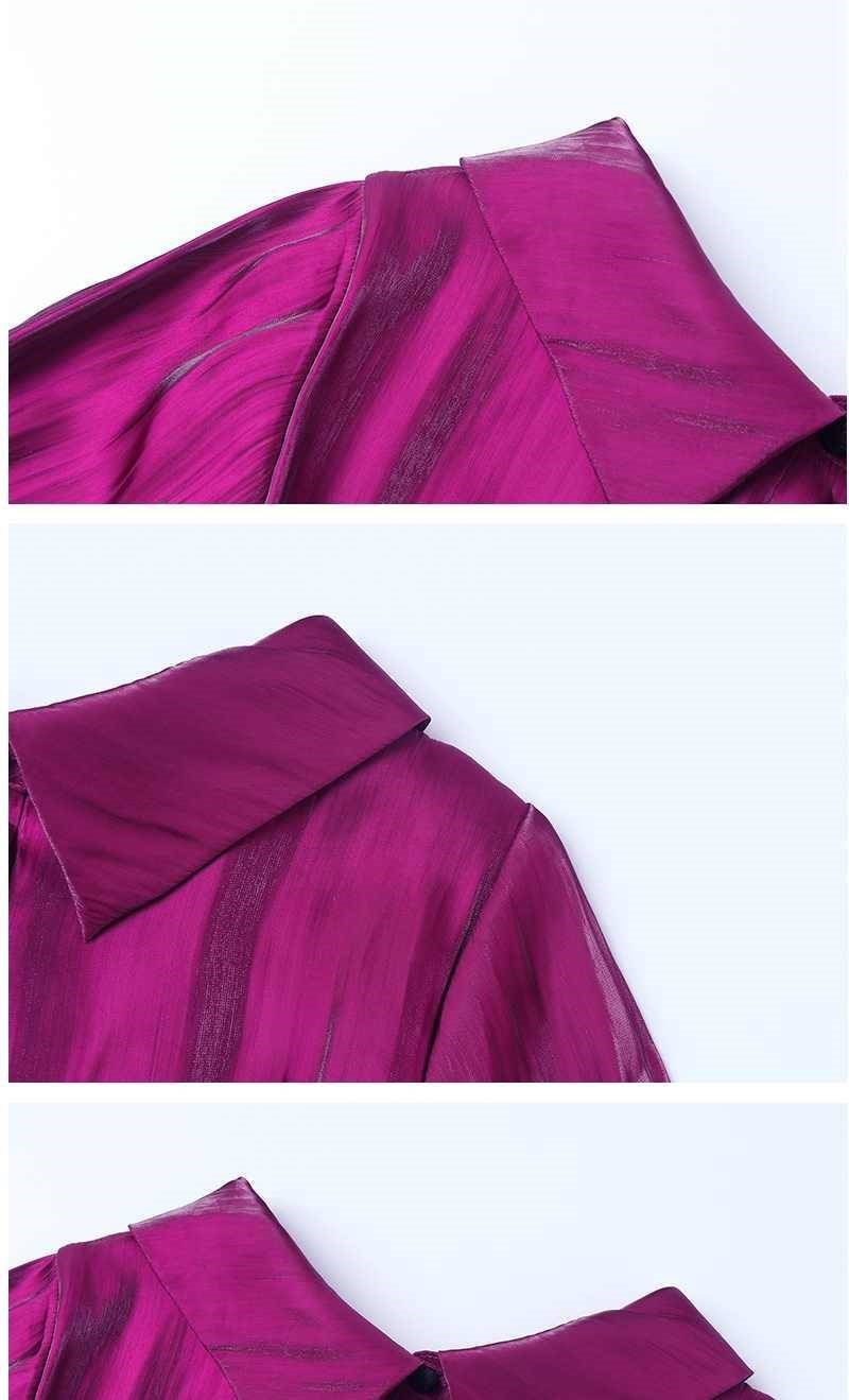 Mùa thu 2019 mới đầm tím nữ dài phần chín điểm tay áo thanh lịch Slim Một váy chữ nữ triều - A-Line Váy đầm xòe