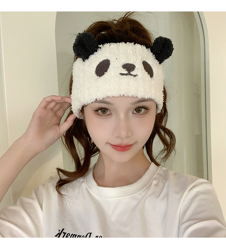 Fascia per capelli in peluche per lavare il viso, fascia larga per capelli con panda carino, fascia per capelli con pressione, fascia per capelli Yuezi_voghion.com
