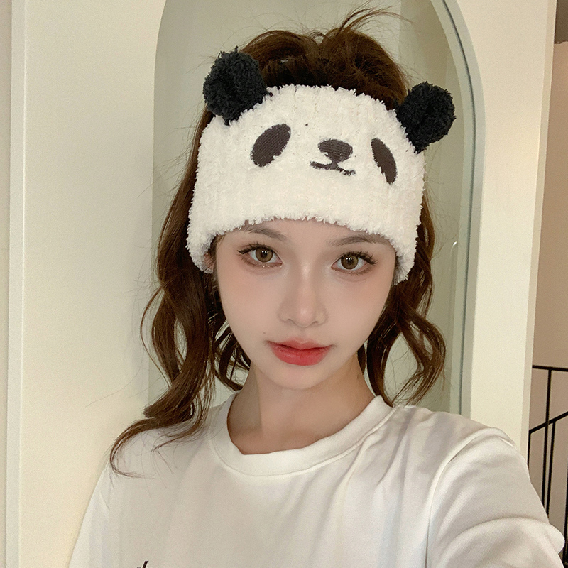 Fascia per capelli in peluche per lavare il viso, fascia larga per capelli con panda carino, fascia per capelli con pressione, fascia per capelli Yuezi_voghion.com