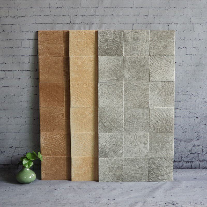 Imitation wood grain tile bump lattice matte wall brick 300x600 balcony living room background wall yard exterior wall brick