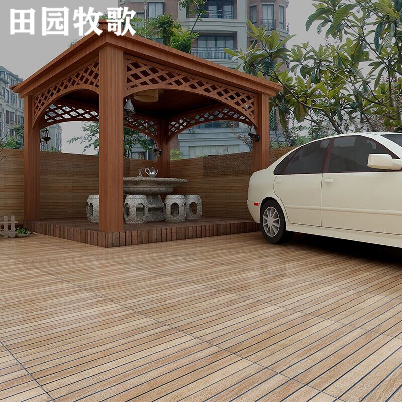 American-style wood grain floor tiles 600x600 balcony outdoor courtyard matte non-slip floor tiles concave and convex surface antique tiles