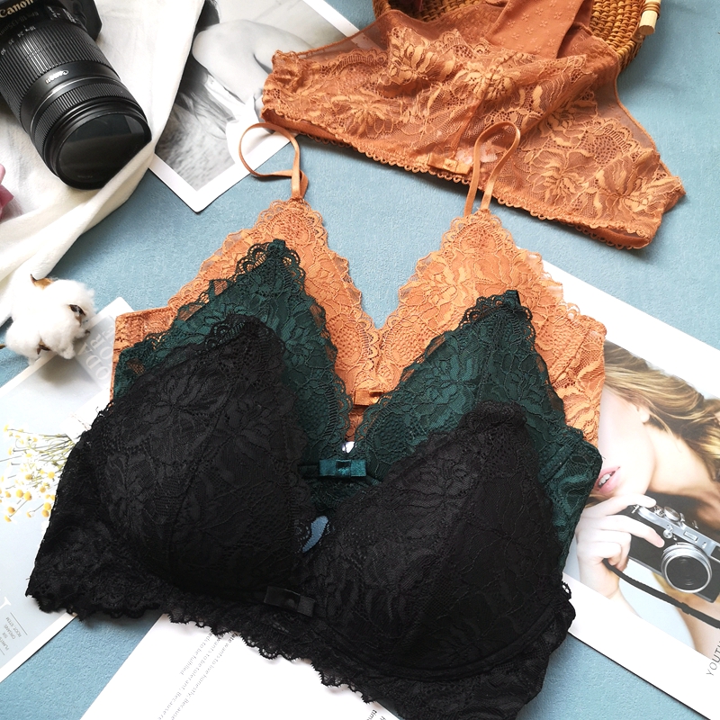 Xiaofen steelfree steel-free tops sexy cup thin cohesive comfortable bra suit lace breathable underwear summer