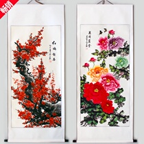 Hand-painted calligraphy and painting Chinese painting Flower blooming rich decorative painting Living room landscape painting Ink calligraphy and painting Zhongtang Peony hanging painting Flower painting