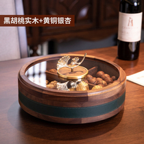 Black walnut solid wood dried fruit storage box living room household fruit plate new Chinese coffee table nut snack candy box