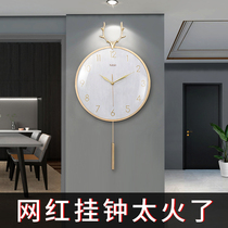 Modern simple art wall clock home fashion atmospheric decorative clock 2021 New light luxury living room wall clock