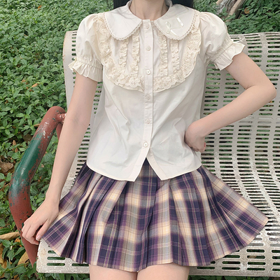 taobao agent 咔希蔓 Genuine design doll, universal top, trend of season, doll collar, with short sleeve, Lolita style