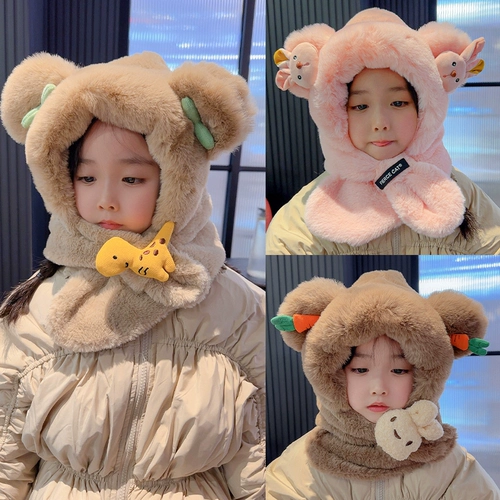 Детская зимняя шапка, флисовый удерживающий тепло шарф, ветрозащитная бархатная кепка для мальчиков, увеличенная толщина