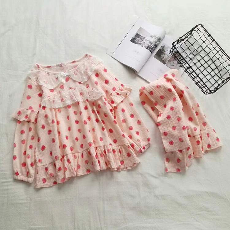 Dịch vụ mặc nhà mùa xuân và mùa thu phù hợp với phụ nữ đồ ngủ dài tay bằng ren cotton công chúa gió có thể mặc ngọt ngào phiên bản Hàn Quốc dễ thương - Nam giới thời trang mặc nhà