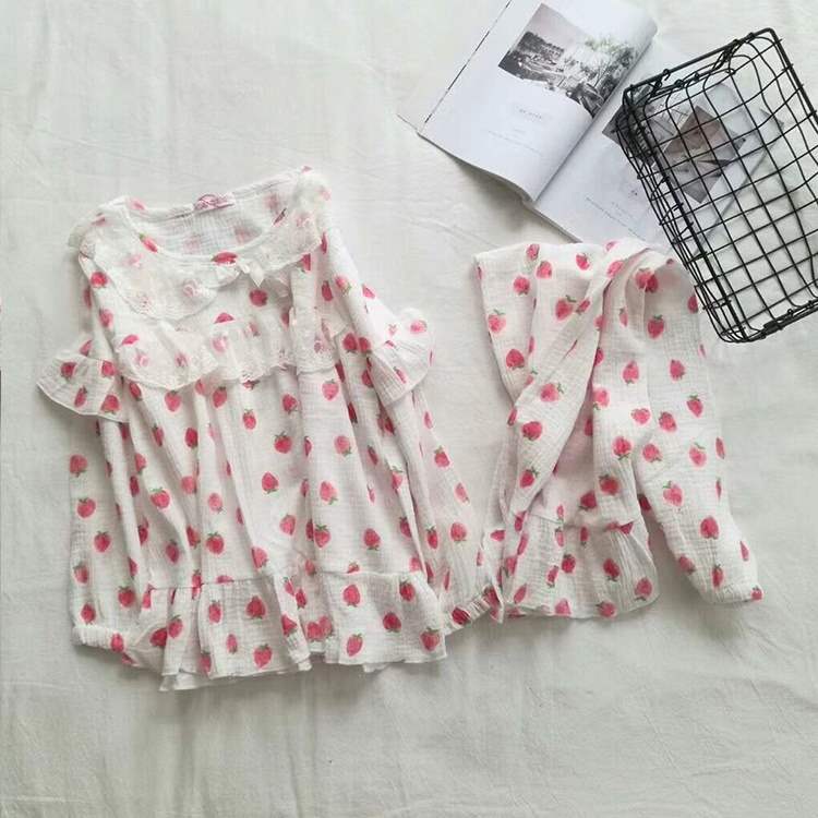 Dịch vụ mặc nhà mùa xuân và mùa thu phù hợp với phụ nữ đồ ngủ dài tay bằng ren cotton công chúa gió có thể mặc ngọt ngào phiên bản Hàn Quốc dễ thương - Nam giới