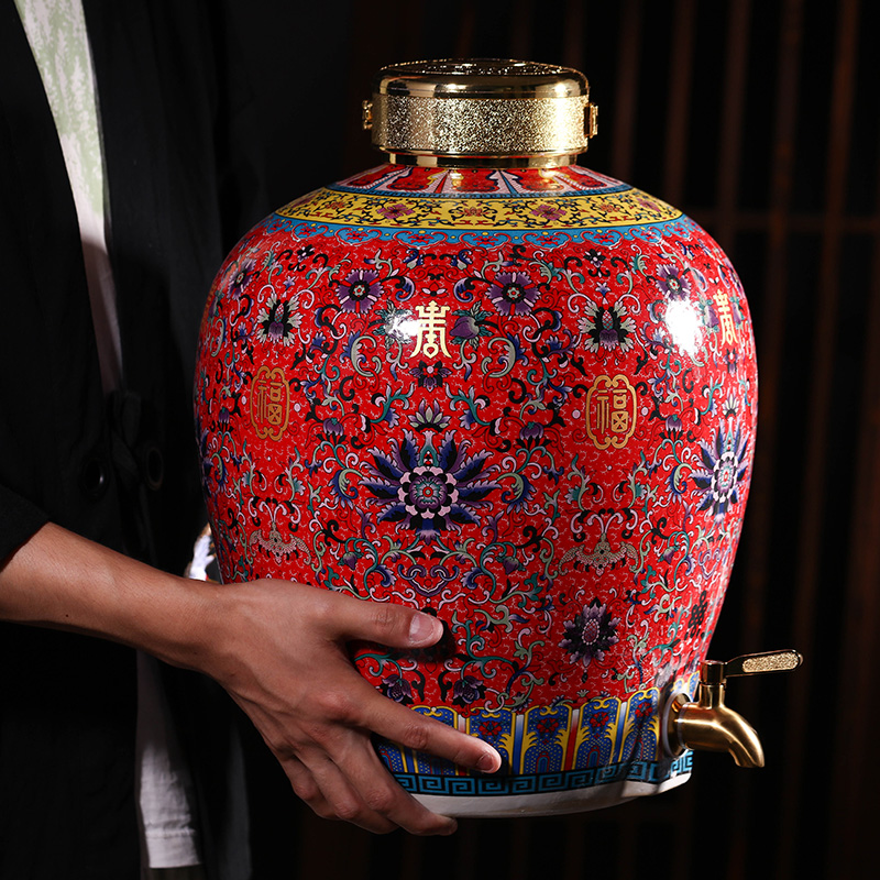 Jingdezhen ceramic terms jars bottle hip 10 jins 20 jins 50 pounds with leading domestic wine jar of it