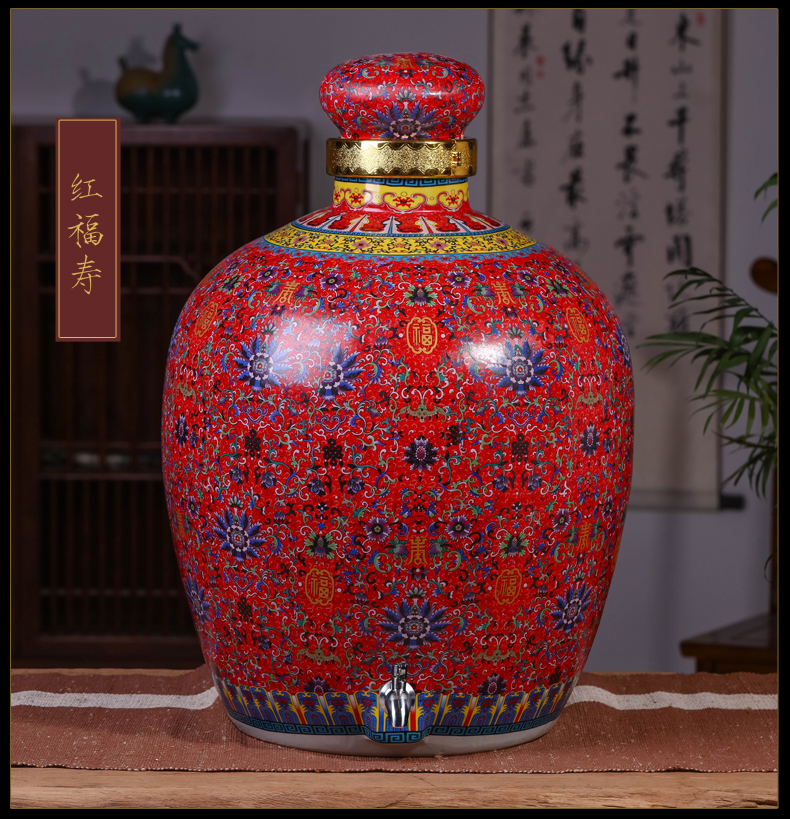 Jingdezhen ceramic jars 100 jins home an empty bottle seal it creative mercifully wine aged bulk tank